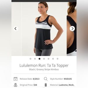 Nice!!!  Lululemon Ta Ta Topper Retail $58 Size 6